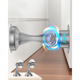 Topes magnéticos para puerta, tope magnético de puerta de acero inoxidable, paquete de 2 unidades, cinta adhesiva de doble cara, sin taladrar, tornill