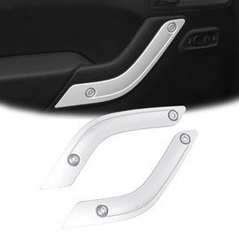 Phamyor Interior Door Grab Handle Inserts Cover Trim for 2011-2018 Jeep Wrangler JK JKU Sports Sahara Rubicon & Unlimited, Replace OE 1RC72JAHAD 1RC72JAHAE, Left & Right, Silver