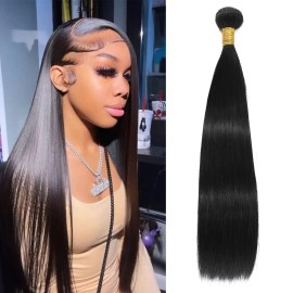 1 Bundles Brazilian Virgin Straight Hair Extensions Unprocessed Bone Straight Weave for Women Smooth Black Blonde Tips Haircolor: Black, Stretched Length: 28"