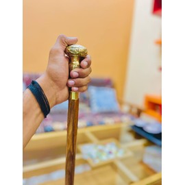 Vintage Brass Handle Victorian Telescope Fold able Wooden Walking Stick Walking Cane Ideal Gift | Hiking Travelling Use (37 Inch)