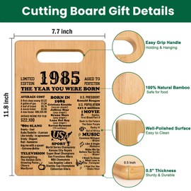 40th Birthday Gifts for Women Men, 1985 Cutting Board 40th Birthday Gifts for Her Him, Happy Birthday 40 Years Old Gifts 40th Birthday Gift, Unique Back in 1985 Gifts for Man Male Female Turning 40