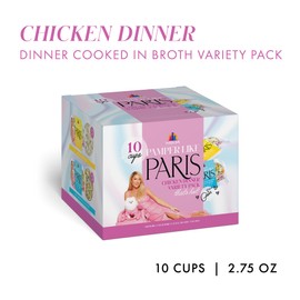 Pamper Like Paris Natural Wet Dog Food, Chicken Recipes Cooked in Broth Variety Pack (2.75oz Cup, Pack of 10)