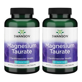 Swanson Magnesium Taurate - Mineral Supplement - Natural Magnesium & Taurine Formula- (120 Tablets, 100mg Each) 2 Pack