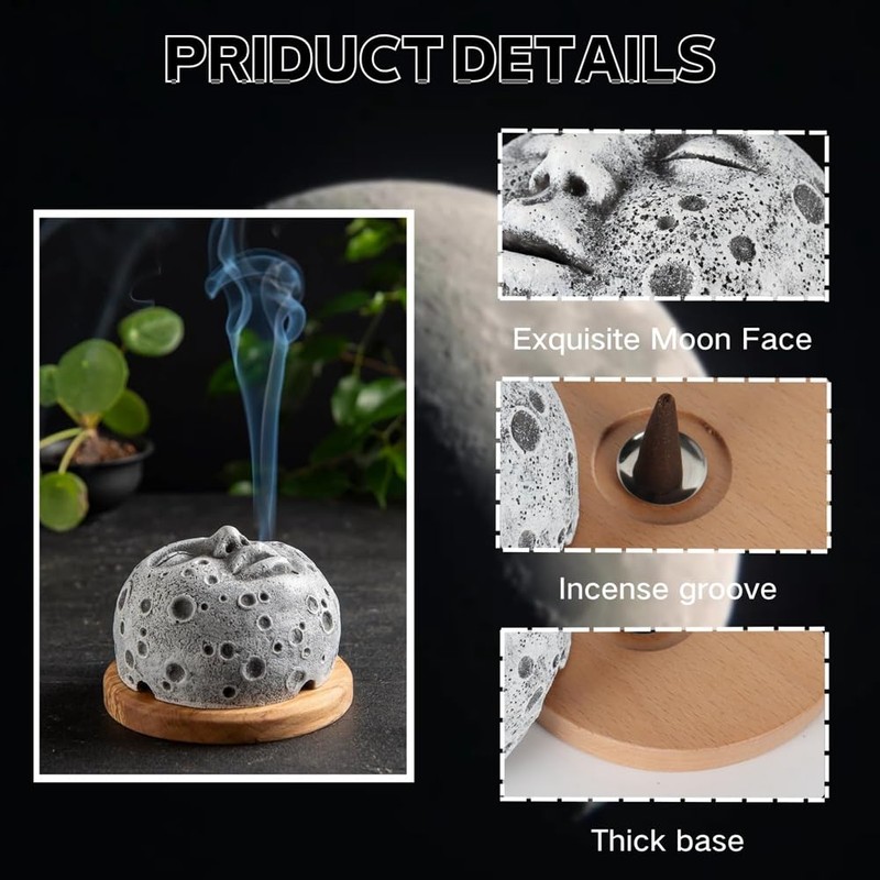Ksrnsne 1 Piece Incense Burner Moon Face Incense Burner Decoration