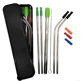 Maggie Stainless Steel Reusable Straw Set with Silicone Tips and Travel Case - Eco-Friendly Alternative to Plastic Straws