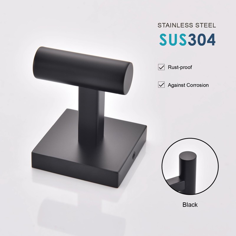FNRNAOY Matte Black Bathroom Towel Hook, Coat Robe Clothes Hooks