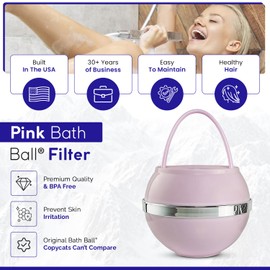 Crystal Quest Premium Bath Ball Water Filter for Bathtub - 3-Stage Filtration, Removes Chlorine, Chloramine & Byproducts, 2,500 Gallons, BPA Free, pH Balanced Water, Fits Most Tubs, Pink