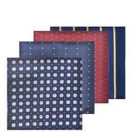 4 Pcs Pocket Square Handkerchiefs, Men's Handkerchiefs for Formal Wear, Vintage Assorted Polyester Silk Hankies Men's Classic Dots Stripe Pattern Handkerchiefs for Celebration Banquet Parties Weddings