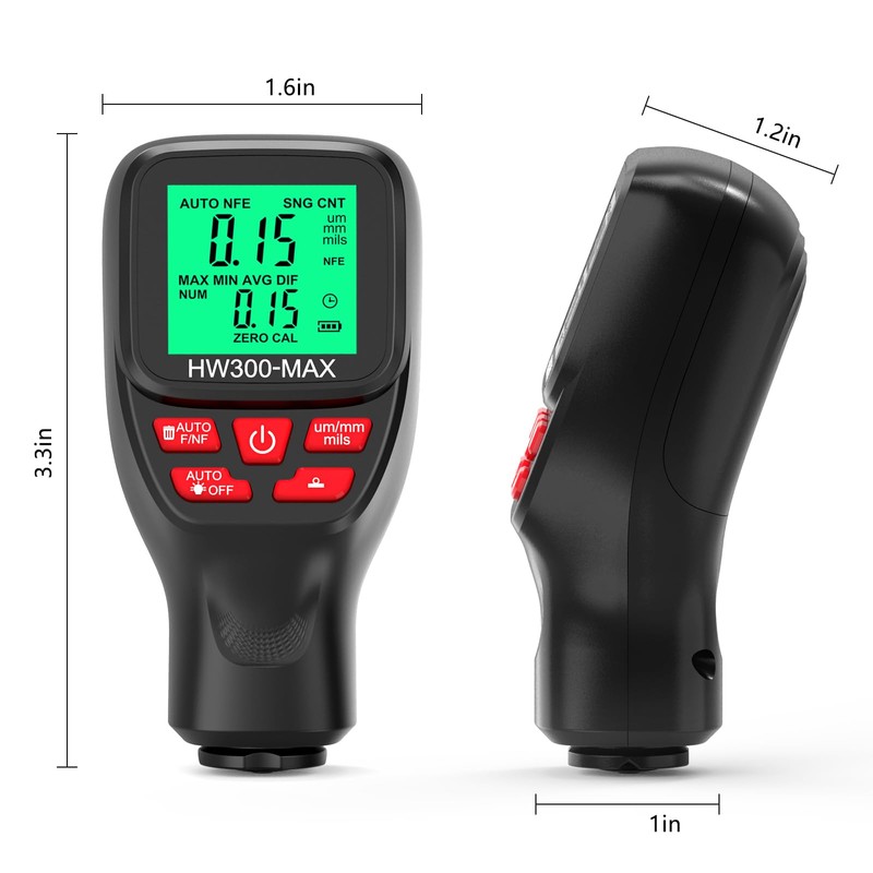 Thickness Industrial, 0-2000UM Paint Thickness, LCD Coating Thickness Meter, 3