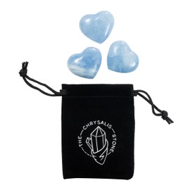 The Chrysalis Stone | Blue Calcite | Puff Heart Worry Stone | Size 1" | 1 Pc | Crystals and Healing Stones, Worry Stones for Anxiety, Reiki, Chakra, Witchcraft, Yoga, Meditation Accessories