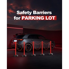 RoadHero 2 Pack Traffic Delineator Post Cones with Fillable Base, Expandable Traffic Safety Barrier with 8 FT Plastic Chain, Traffic Safety Delineator Cones for Parking Lot, Orange