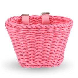 EIRONA Bicycle Handlebar Basket for Children's Bicycle, Balance Bike, Scooter, Tricycle, Bicycle Storage with DIY Sticker, Rose