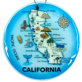 California Map Christmas Tree Ornament - Art Glass Light Catcher