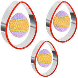 Crethinkaty 3 Pieces Egg Cookie Cutter Set for Baking Easter Egg Shape with Soft PVC Edge Cookie/Pastry/Biscuit Cutter for Holiday