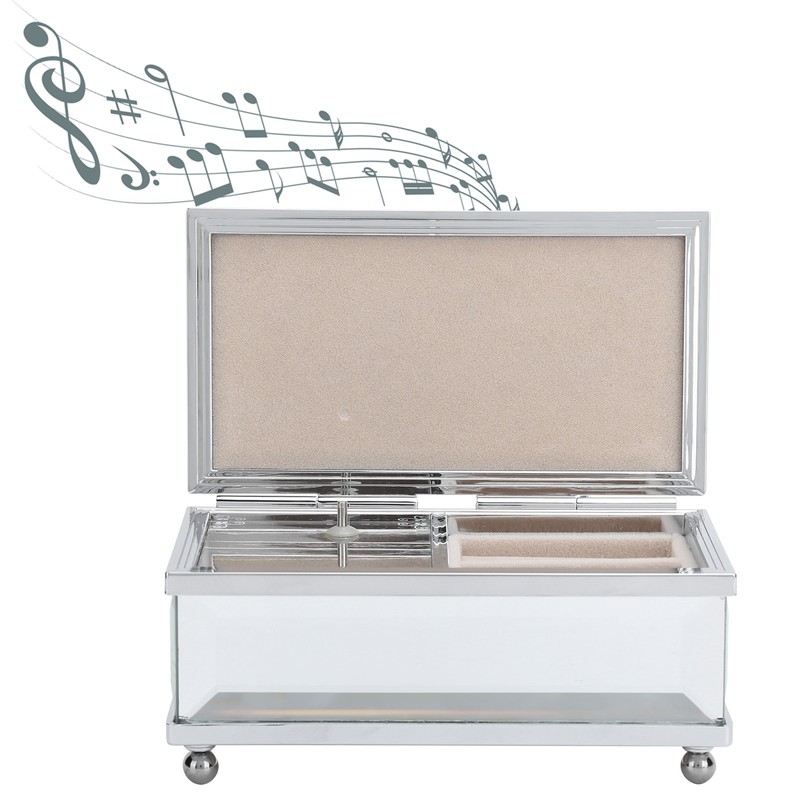 Glass Mirror Music Box Musical Jewelry Storage Case for Girlfriend
