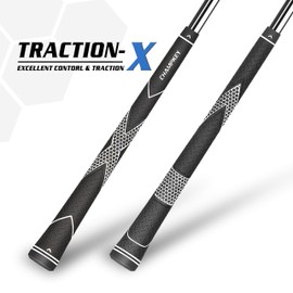 CHAMPKEY Traction-X Golf Grips Set of 13 - Choose Between 13 Grips with 15 Tapes and 13 Grips with All Repair Kits (Black&White, Standard)