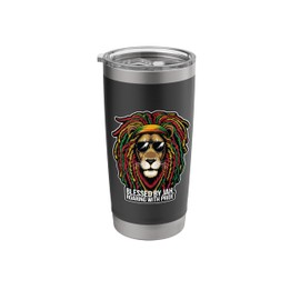Rastafarian Lion Blessed By Jah Roaring With Pride Rasta Fan Stainless Steel Insulated Tumbler