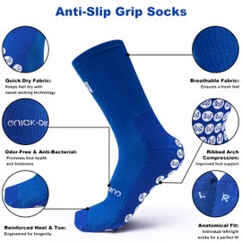 Empulse SportsGrip Elite - Grip Socks for Secure Footing - Multi-Sport Use, Perfect for Soccer, Fitness, Running, Yoga - Comfortable, Breathable & Durable - Unisex, One-Size 7-12 US (BLUE)