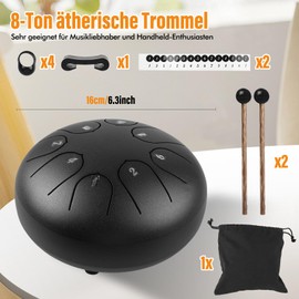 Steel Tongue Drum, 6 Inch 8 Tones Tongue Drum Kit Beginners, Portable Mini Drum Handpan, Steel Pan Tones Percussion Instrument for Meditation Yoga Sound Healing
