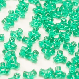 1300 Pcs Acrylic 10mm Plastic 3-Sided Kandi Tri Beads Tri-Shaped Beads Bone Beads Bulk for Wreath Candy Cane Beads Rainbow Holiday Tree Decorations Bead Ornament Jewelry Making Kit (Translucent green)