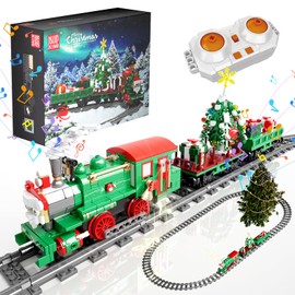 Mould King Christmas Train Building Set, Locomotive Model Blocks Kit with Christmas Tree, RC Toy Train Sets for Boys Kids and Adults, 12039 App and Remote Control Steam Train with Motor (922 Pieces)