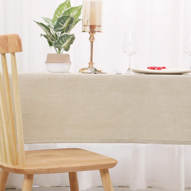 Hiasan Faux Linen Rectangle Tablecloth - Wrinkle and Stain Resistant