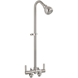 Aolemi Outdoor Shower Fixtures Kit Faucet System 3 Inch Center with Showerhead 2 Handle Exposed Shower with Brass Mix Valve Brushed Nickel