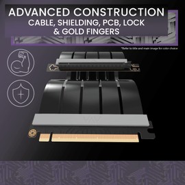 LINKUP - AVA PCIe 4.0 X16 Riser Cable - RTX 4000, RX 7900, XT Ready - Universal 90 Degree Female Connector, Black (30 cm)