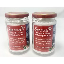 Coarse Sea Salt from Sardegna - Seasonello - (2 Pack) 10.58 oz - enriched with iodine