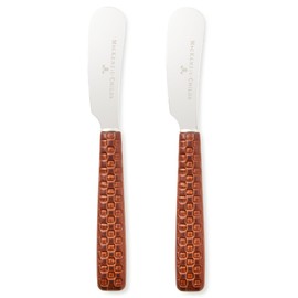 MACKENZIE-CHILDS Set of 2 Everyday Spreaders, Stainless-Steel Butter Knife Set, Leather