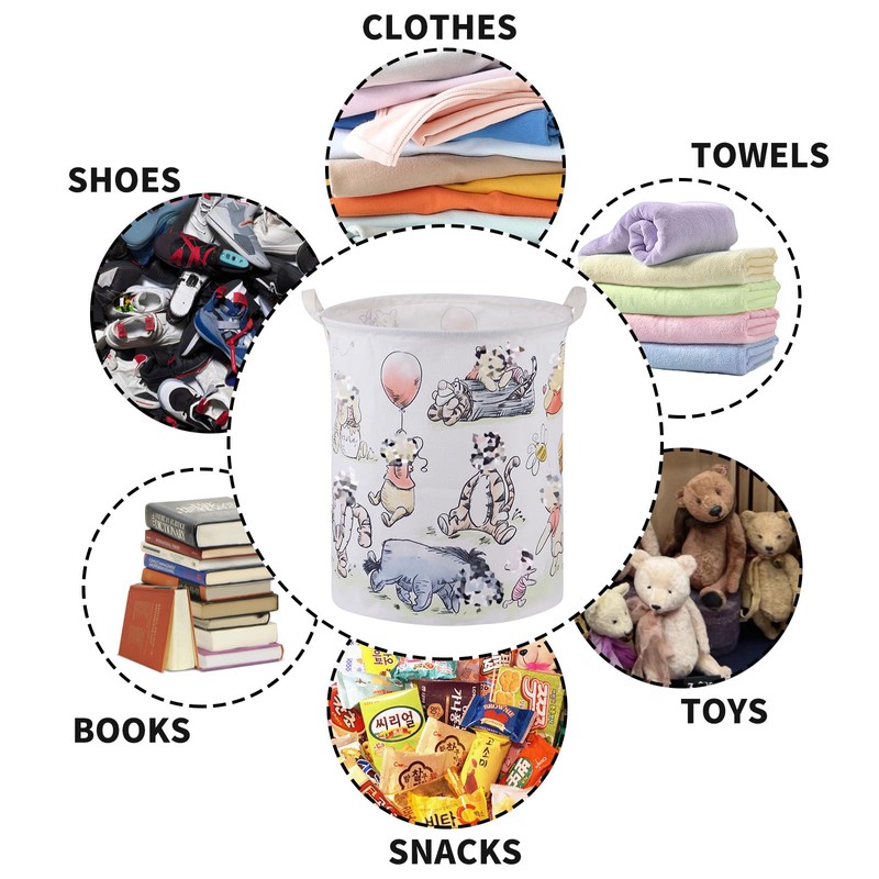 Bear Storage Basket,Nursery Large Hamper Canvas Laundry Basket Foldable With