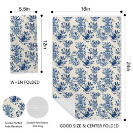 EKGJW Chinoiserie Boston Terrier Dog Kitchen Towels, Boston Terrier Gifts for Women Men Dish Tea Towels for Kitchen, Grandmillennial Toile de Jouy Dog Hand Towels for Bathroom, 16x24 Inch
