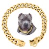 BAOBOTE 15MM Gold Stainless Steel Dog Collar with Cuban Link