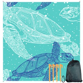 FGen Beach Blanket, Sand-Free, 210 x 200 cm, Extra Large Beach Blanket, Waterproof Picnic Blanket, XXL Picnic Blanket, Outdoor Picnic Blanket, with 4 Pegs and 4 Corner Pockets, for Beach, Hiking,