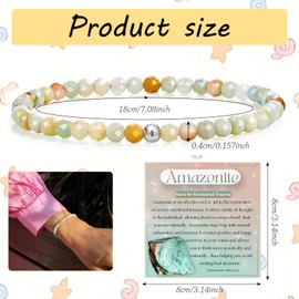 Guyode Gemstone Bracelet Elasticity Pearl Bracelet Women with 1 Jewellery Box Bracelet Beads Natural Stone Bracelets Women for Girlfriend Teacher Daughter Wife Mother, Natural stone + 925 silver