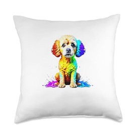 Toy Poodle Gifts & Toy Poodle Merch & Accessories Pop Splash Art Toy Poodle Throw Pillow, 18x18, Multicolor
