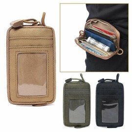 Tactical Wallet Molle EDC Bag Card Key Holder Coin Purse Utility Waist Belt Pack - Color: Black, Qty: 1 Pack