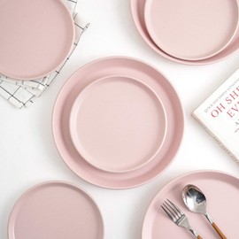 Stone Lain 32 Piece Stoneware Round Dinnerware Set, Service for 8, Pink