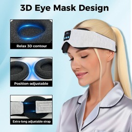 Caffobiz Sleep Mask with Bluetooth, 3D Bluetooth Sleep Headphones, Adjustable Sleeping Mask for Women Men, Perfect Gifts Blindfold for Sleep/Travel/Sports
