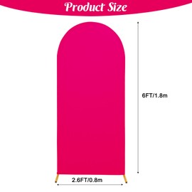 Wedding Arch Cover 6FT Rose Red Spandex Fitted Wedding Arch Cover Round Top Stand Covers Double-Side Chiara Cover Backdrop Cover for Wedding Banquet Birthday Party Ceremony Baby Shower Decoration