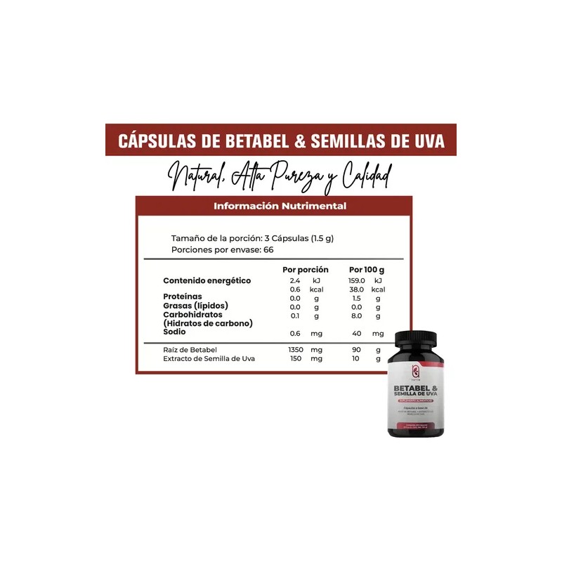 Suplemento de Betabel y Semilla de Uva Naíma en Cápsulas,