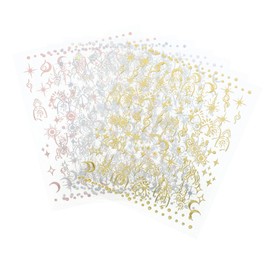 Beavorty 8 Sheets Star and Moon Nail Decals for Vintage Sun Nail Art Stickers Easy DIY Application for Prom and Festivals Gold Silver Rose Gold