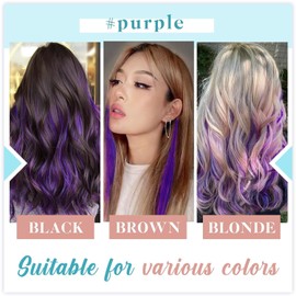 Tape-In Hair Extensions Real Hair Purple 55 cm Remy Tape Real Hair Extensions Purple Invisible Long Extensions Real Hair Tape in Purple Straight Hair 10 Pieces 25 g