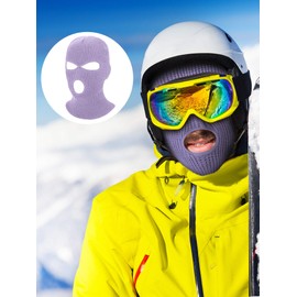 2 Pieces Knitted Full Face Cover 3-Hole Ski Mask Winter Balaclava Face Mask