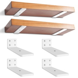 Pack of 4 Floating Shelf Brackets, 10 cm Floating Shelf Brackets, Shelf Brackets, Heavy Duty Shelf Brackets, Metal Wall Brackets for Wall Mounting, White