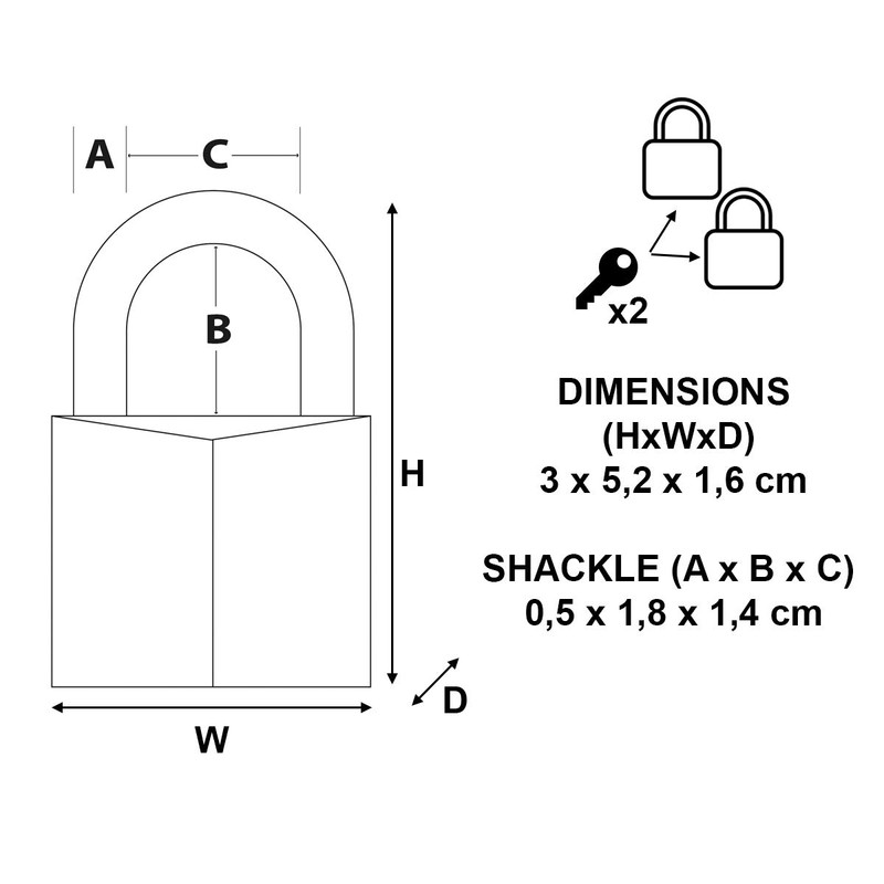 Master Lock 9130EURT Pack of 2 Key Padlocks in Aluminium,