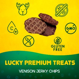 Lucky Premium Treats Venison Chips Dog Treats - All Natural Venison Treats 100% Made in USA (7 oz.)