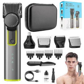 Afeitadora Electrica Hombre, 12 en 1 Kit de Rasuradoras para Hombre, Rasuradora Electrica Hombre, Máquina Para Cortar Cabello de Barba, Nariz, Pelo, Cara y Cuerpo, USB Carga Rápida