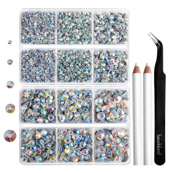BEADSLAND 6736pcs Hotfix Rhinestones Flatback,AB Crystal Rhinestones for Crafts Clothes