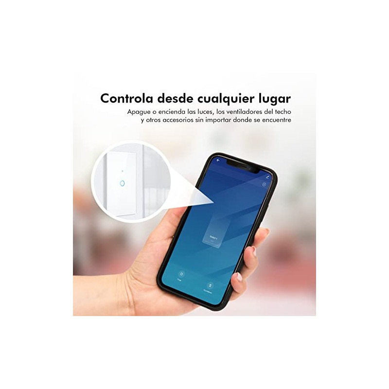 Bunker, Interruptor Inteligente Táctil Wifi, 1 Botón, Blanco